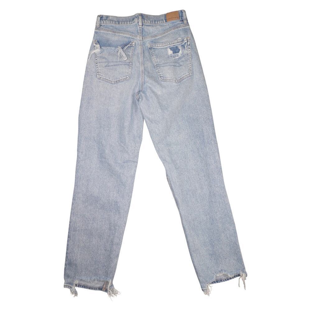 American Eagle Baggy Straight Jeans Women’s 6 Distressed High Rise Denim - Picture 2 of 9